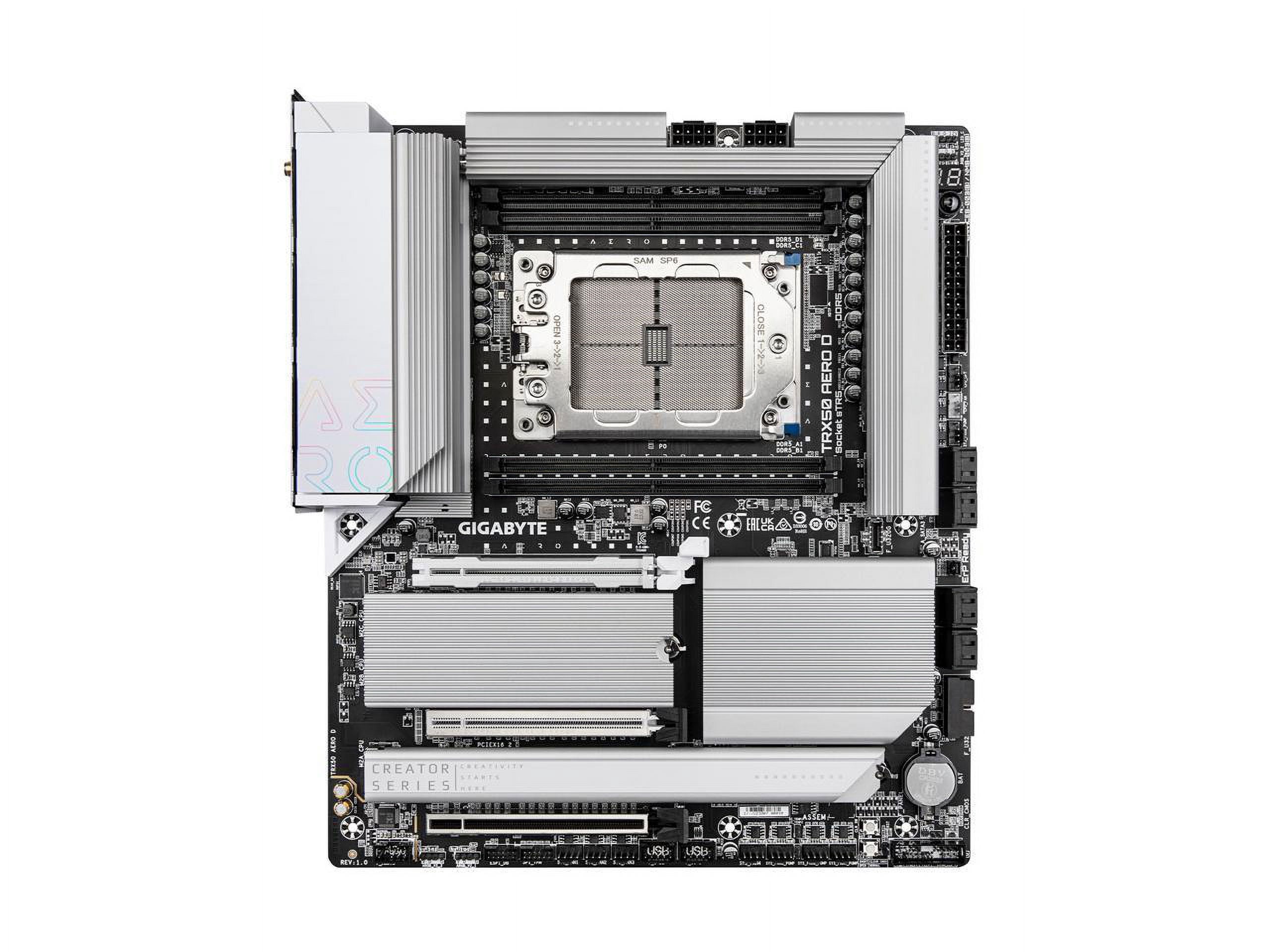 GIGABYTE Ultra Durable TRX50 AERO D Desktop Motherboard - AMD TRX50 Chipset - Socket sTR5 - Extended ATX - Ryzen Threadripper PRO Processor Supported - 1 TB DDR5 SDRAM Maximum RAM - DIMM, RDIMM - 4...