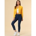 thumbnail image 2 of Chaqueta de mezclilla corta casual básica de manga larga con botones para mujer Amarillo S, 2 of 6