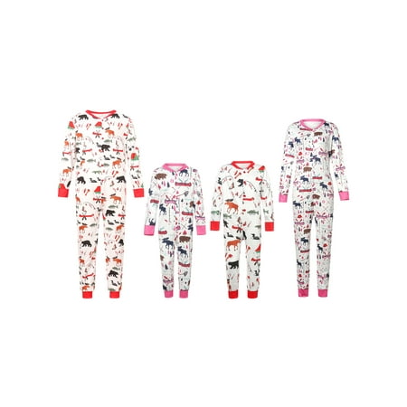 

Matching Family Christmas Pajamas Set One-Piece Buttoned Flap Xmas Pjs Set Jumpsuit Sleepwear for Adult Kids Toddler