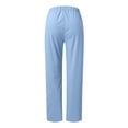 thumbnail image 4 of Womens Stretch Pants Elastic Waist Loose Casual Straight Leg Trousers with Pockets, 4 of 5