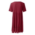 thumbnail image 6 of Razzly Stylish Women's Casual Dress Solid V Neck Short Sleeve Button Midi Dress 2025 for Beach and Daily Events(Red,2XL), 6 of 6
