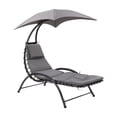 thumbnail image 3 of CorLiving Alora Steel Frame Outdoor Lounge Chair with Removeable Cushions and Canopy, Grey, 3 of 13