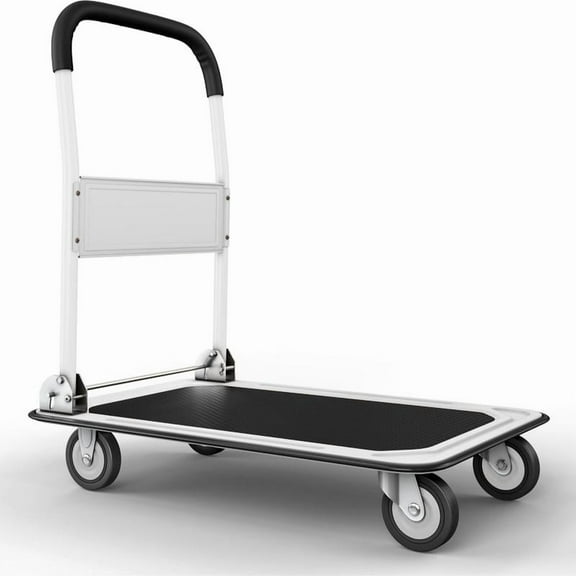 Upgraded Foldable Push Cart Dolly | 330 660 Pound Capacity Moving Platform | Heavy Duty Space Saving Collapsible | Swivel Push Handle Flat Bed Wagon cart