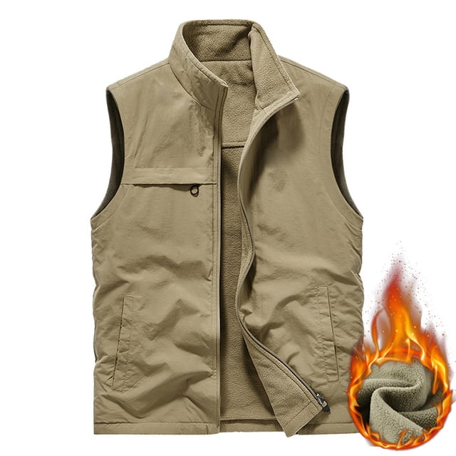 LOVZFMLL Jackets for Men's Thin Workwear Solid Color Stand Collar Sleeveless Jacket Tank