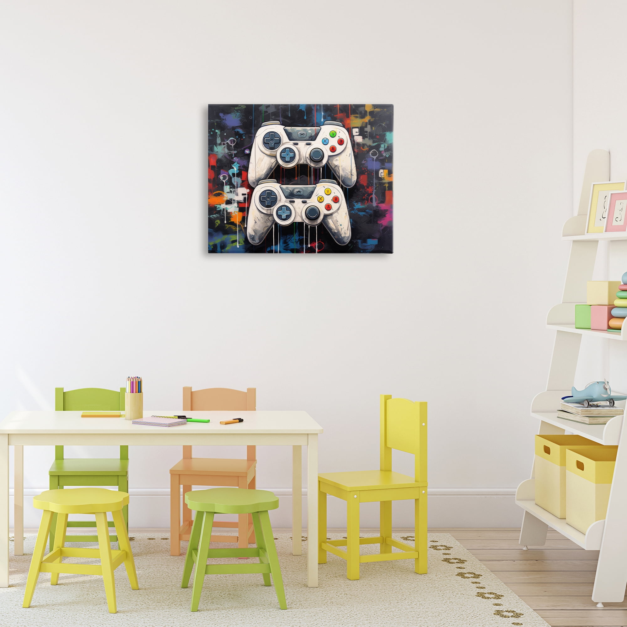 Stupell Industries Joystick Journeys with Paint Splatter Canvas Wall Art, design by Lazar Studio