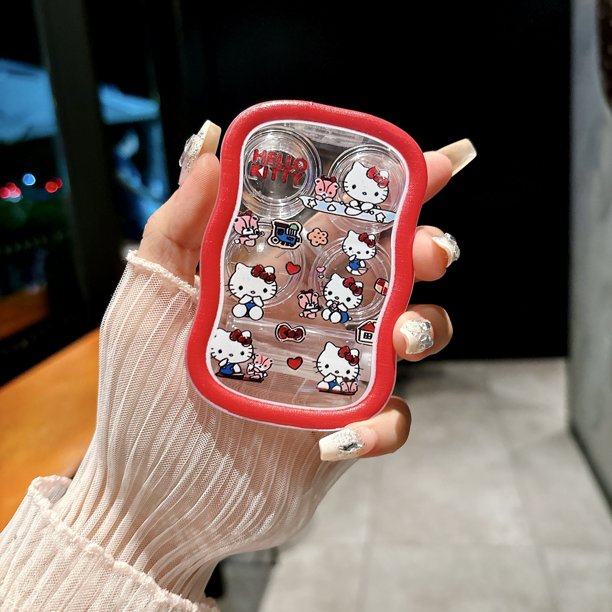 Estuche para lentes de contacto ZHIPENG forma de corazón Hello Kitty rojo paquete de dos