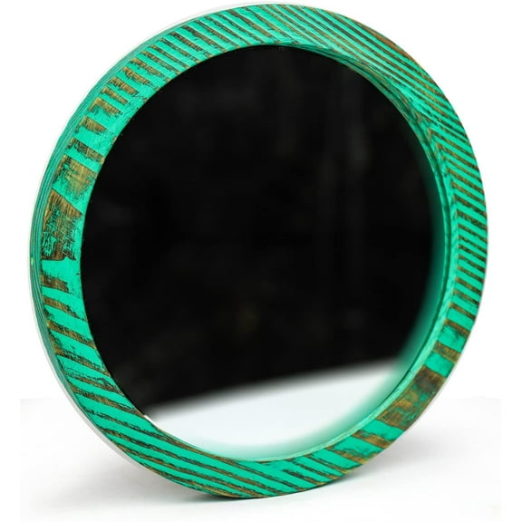 Nagina International Rustic Vintage Styled Chic Mirrors | Exclusive Antique Colored Crafts Bathroom Mirror Set | Gifts Decor & Collectibles (Small, Vintage Green)