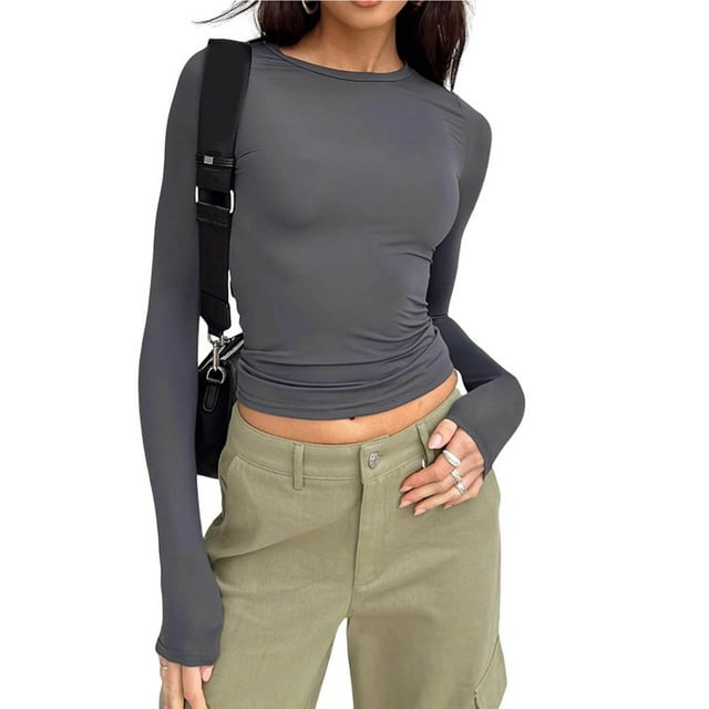 Pullover Blouse Solid Color Neck Long Sleeve Super Soft Lint Free Decorative Washable Women Autumn Basic Base Tees Tops for Girl