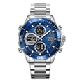 thumbnail image 2 of Reloj de cuarzo digital para negocios, para hombres y mujeres, con correa de acero inoxidable, resistente al agua hasta 30 metros, función de fecha y alarma, elegante reloj de pulsera formal., 2 of 9