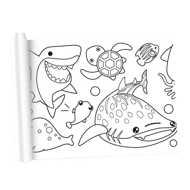 GUOOL Art Paper Roll Sticky Painting Wall Coloring Stickers Coloring Book DIY Coloring sea World