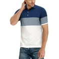 thumbnail image 2 of YTD Men's Short Sleeve Polo Shirts Casual Slim Fit Contrast Color Stitching Stripe Cotton Shirts, 2 of 4