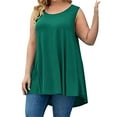thumbnail image 3 of KBZDBZC Women's Tank Tops Women Plus Size Sleeveless Solid Color Vest Loose Coat Casual Summer Dress Swing Shirt Jeans Plus Size Tank Tops for Women Tank Top for Women (Green,XL), 3 of 4
