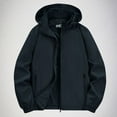 thumbnail image 3 of IYTR Winter Coats for Men Windproof Hooded Long Sleeve Coats Casual Solid Color Winter Warm Jackets Outerwear (Dark Blue,L), 3 of 9