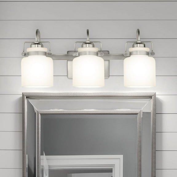 Luxury Transitional Bath Light, Small Size: 9.125''H x 7.125''W, with Modern Farmhouse Style Elements, Brushed Nickel Finish, UHP4546 from the Bowman Collection by Urban Ambiance