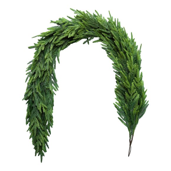 Plastic Rattan Decoration 1.8m Artificial Christmas Garland with Plastic Green Needle Leaves for Indoor Mantle Wall Door and Room Holiday Decor Single Piece JASKFLY