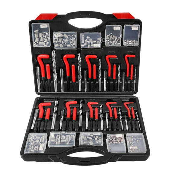 TFixol Automotive Thread Repair Kit with Tap and Die Set for Spark Plug and Screw Thread Restoration, Metal Construction, Red and Black Design, Comprehensive Repair Solution for Vehicles,
