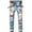 Blue, variant on Luwomo Jeans for Mens Long Straight Leg High Waist Embroidered Washed Print Holes Splice Trousers Regular Denim Pants Blue,28