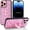 Pink Leopard, variant on Compatible with iPhone 14 Pro Case with Finger Hand Strap Kickstand, Trendy Cool Leopard Cheetah Print Phone Case for Women Men, Full Camera Protection Shockproof Protective Cover, Purple