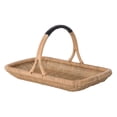 thumbnail image 2 of Kouboo Vegetable And Flower Wicker Basket With Leather Wrapped Arch Handle, Rattan Fruit Basket For Table, Wicker Flower Basket For Storage, Natural Color, 2 of 12