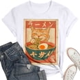 thumbnail image 5 of Womens Anime Cat Ramen Graphic T-Shirts Japanese Funny Graphic Short Sleeve Tees Kawaii Cat Anime Gifts Tops, 5 of 5