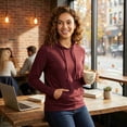thumbnail image 5 of COUVER Women's Lightweight Cotton Jersey Pullover Hoodie Red Small, 5 of 6