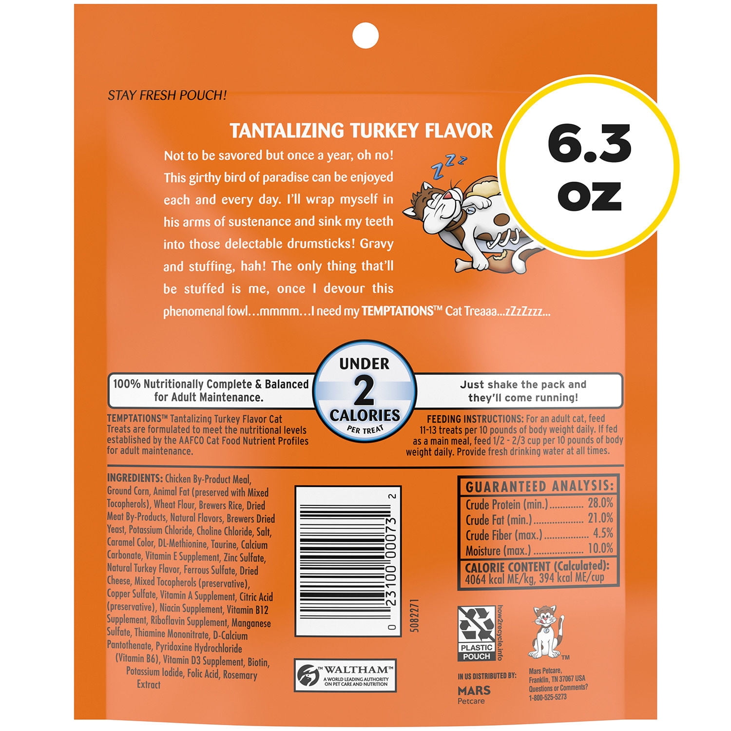 (10 pack) Temptations Classic Tantalizing Turkey Flavor Crunchy And Soft Treats For Cats, 6.3 Oz Pouch