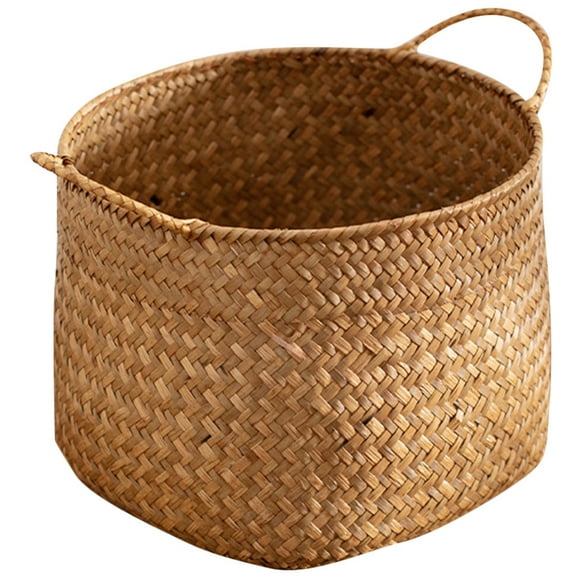 Tineasur Japanese Style Brown Woven Basket for Cosmetics Storage and Home Organization