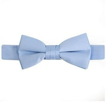 Bow Tie For Mens Boys and Baby Satin look Solid Color Adjustable Pre-tied Made in USA - Kids Light Blue