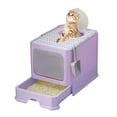 thumbnail image 2 of Plastic Litter Box Cats Rabbit Odor Control Not Stick Smooth Surfaces Cats Litter Pans Enclosed Cats Litter Container, 2 of 3