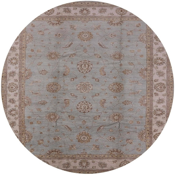 Ahgly Company Machine Washable Indoor Round Industrial Modern Rose Dust Purple Area Rugs, 6' Round