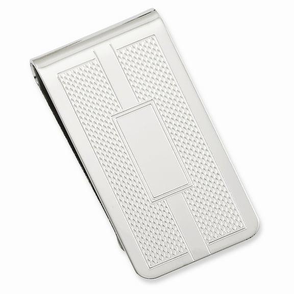 Rhodium-plated Kelly Waters Honey Comb & Princess Square Engraveable Money Clip; for Adults and Teens; for Women and Men