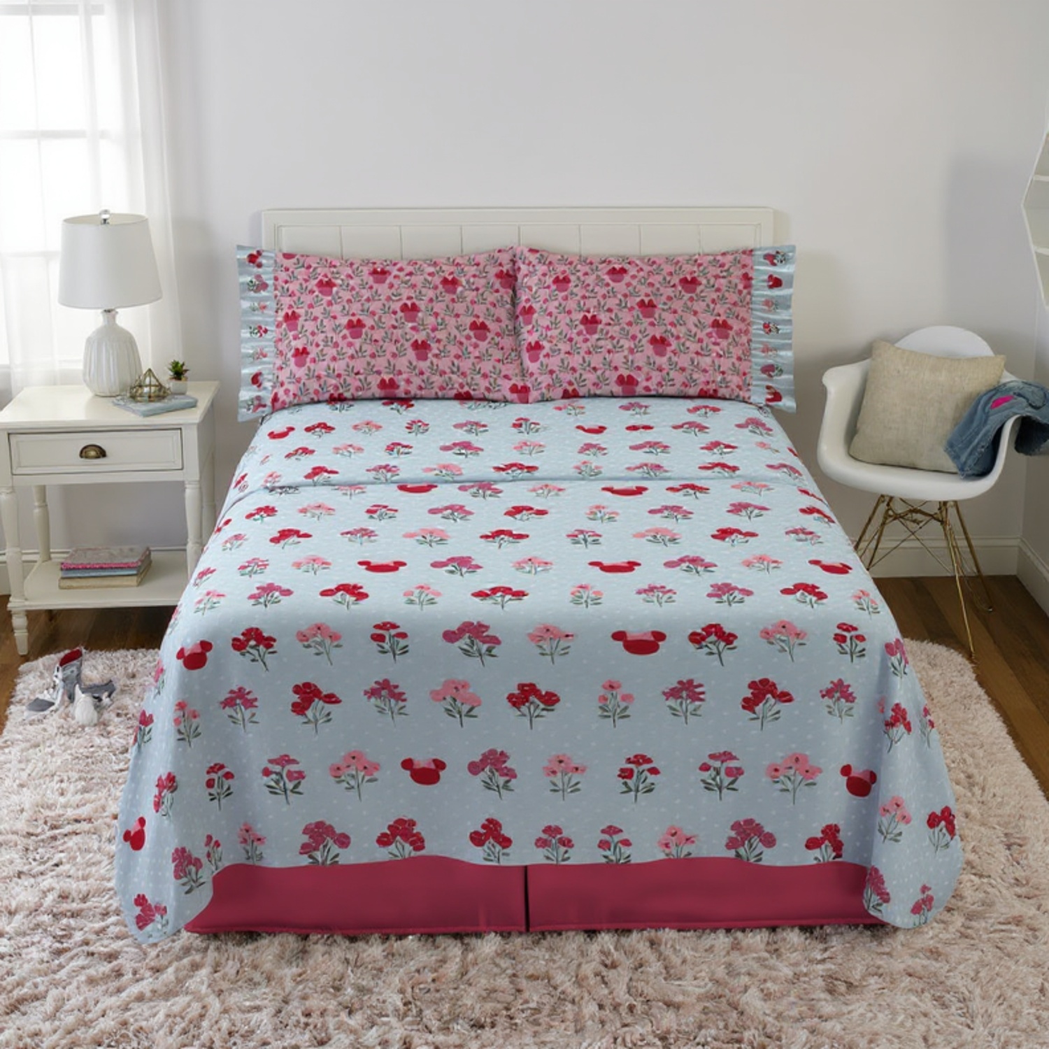 Minnie Mouse 4-Piece Full Sheet Set, Polyester, Multicolor, Disney