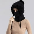 thumbnail image 7 of 3 In 1 Winter Fleece-Lined Knitted Hat for Women - with Scarf and Mask, Warm Knitted Ski Scarf & Mask Combo, Ideal for Fall Winter Cold Weather, Keep Head, Neck & Face Cozy, Black, 7 of 7