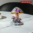 thumbnail image 5 of Rotating acrylic ornament featuring a vibrant stained glass mushroom lamp with delicate mushrooms, detailed brushstrokes, and a captivating mosaic effect on a white background, 5 of 7
