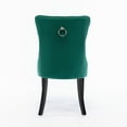 thumbnail image 5 of Velvet Dining Chair Set of 2, Modern High-end Button Tufted Accent Chairs Side Chair with Nailhead Trim & Solid Wood Leg & Pull Ring, Comfy Upholstered Armless Table Chair Dining Room Chairs, Green, 5 of 7