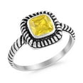 thumbnail image 2 of Princess Cut Oxidized Design Yellow CZ Ring 925 Sterling Silver Size 12, 2 of 6