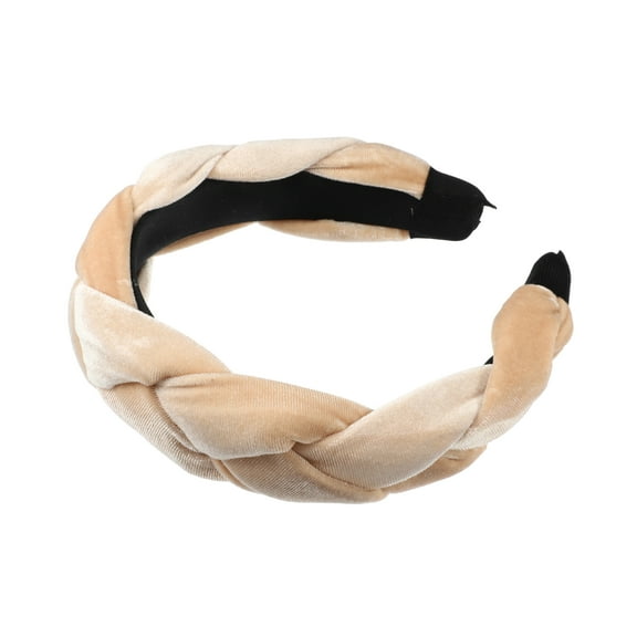 Vocoste Thick Braided Velvet Headband Hairband for Women Beige 1.2inch Wide
