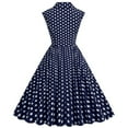thumbnail image 4 of YYDGH Women 50s 60s Vintage Dress Sleeveless Lapel Cocktail A Line Swing Dress 1950s Polka Dot Audrey Rockabilly Prom Party Dresses Navy Blue XXL, 4 of 6