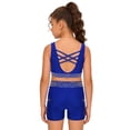 thumbnail image 2 of Hansber Kids Girls Cheerleading Outfits Shiny Rhinestones Dance Crop Top and Gymnastics Shorts Set Dancewear Blue 14, 2 of 7