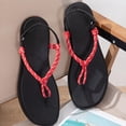 thumbnail image 5 of GPOECD Comfortable Flip Flops Summer Knot Thong Casual Flat Sandals Breathable Slippers for Women Red,5.5, 5 of 8