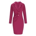 thumbnail image 3 of AherBiu Robe à Manches Longues pour Femmes Blazer à Revers Col en V Robe Midi de Bureau Robes de Travail pour Dames, 3 of 7