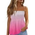 thumbnail image 2 of GceSteap Tube Tops for Women Strapless Tops Summer Bandeau Tank Tops Gradient Tanks Smocked Ruffled Backless Sleeveless Shirts 2024 Pink XL, 2 of 5