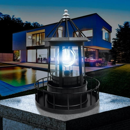 

EDFRWWS Lighthouse Solar LED Light Garden Outdoor Rotating Beam Sensor Beacon Lamp