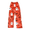 thumbnail image 4 of Zorvxlyn Halloween Fleece Pajama Boo Ghost Pumpkin Graphic Women's Pajama Pants Drawstring Elastic Waist Womens Flannel Pajama Pants, 4 of 4