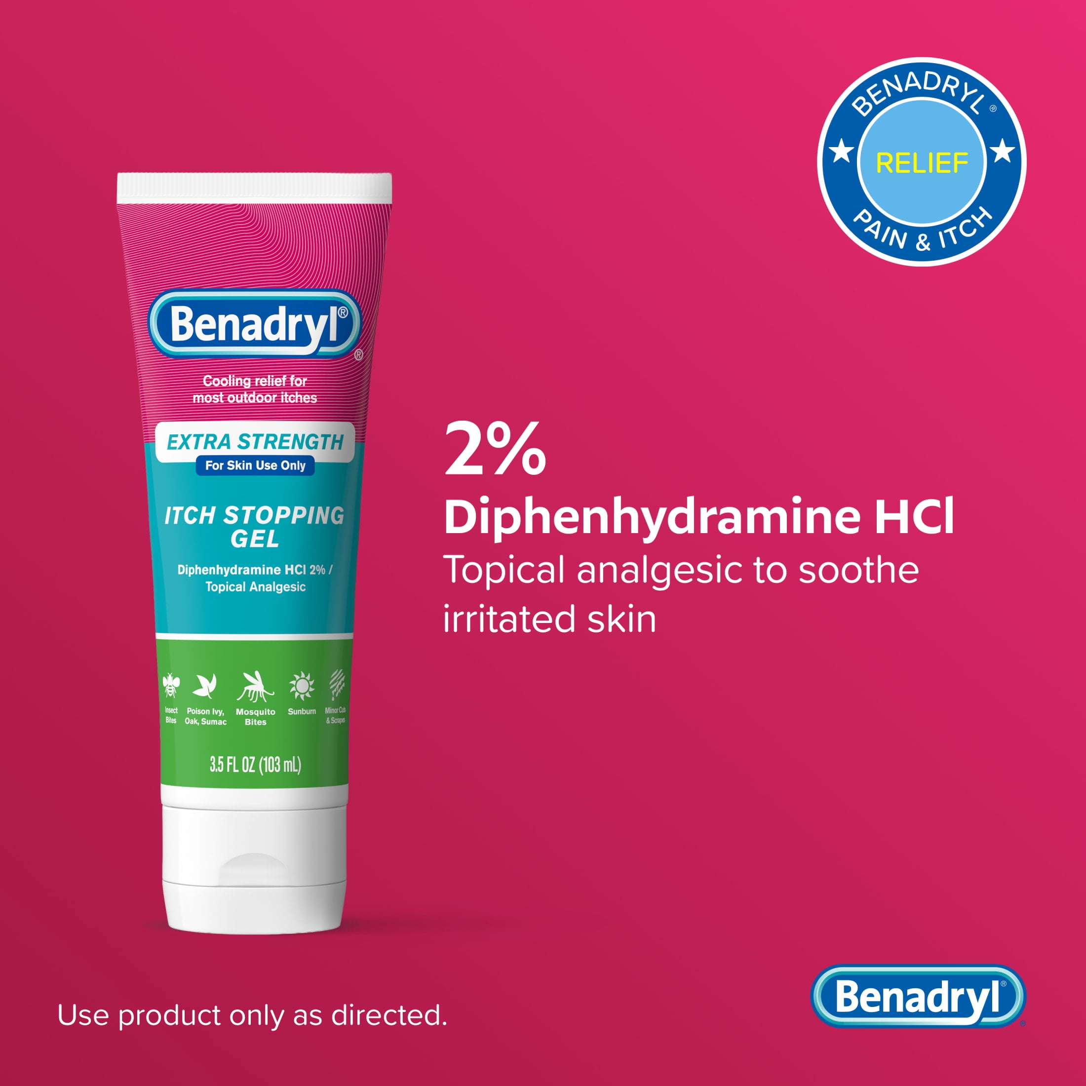 Benadryl Itch Relief Gel, Extra Strength, Soothing Relief, Scrapes, Insect Bites, 3.5 fl oz