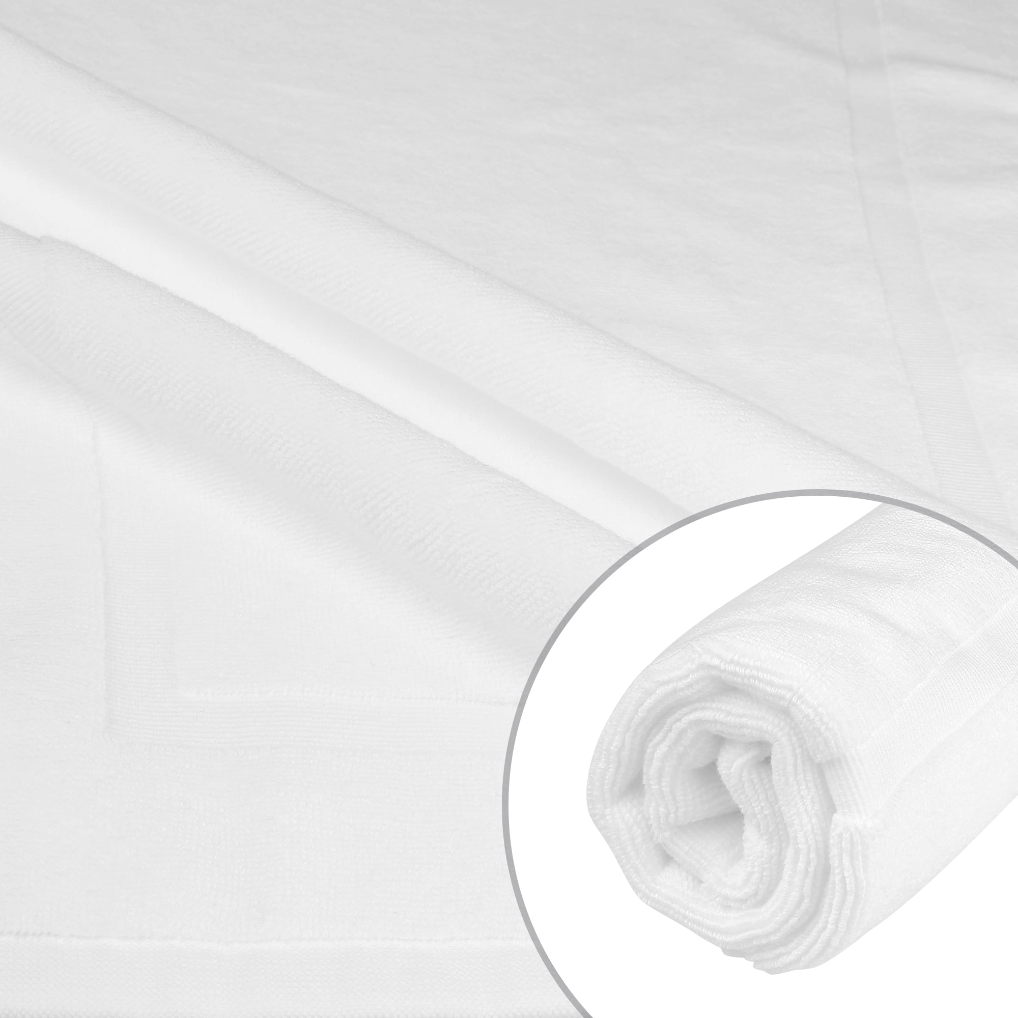 Unique Bargains 3 Pcs Towel Cotton Banded Mat Reversible Step Out Rug White 16" x 24"