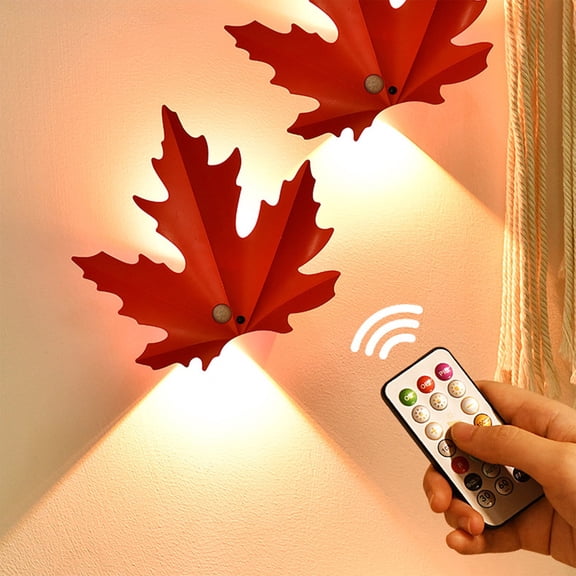 Cadancy Maple Leaf Wall Sconce LED Night Light Rechargeable Motion Sensor Light Magnetic Cordless Wall Lamp for Hallway Stairway Bedroom Home Decor