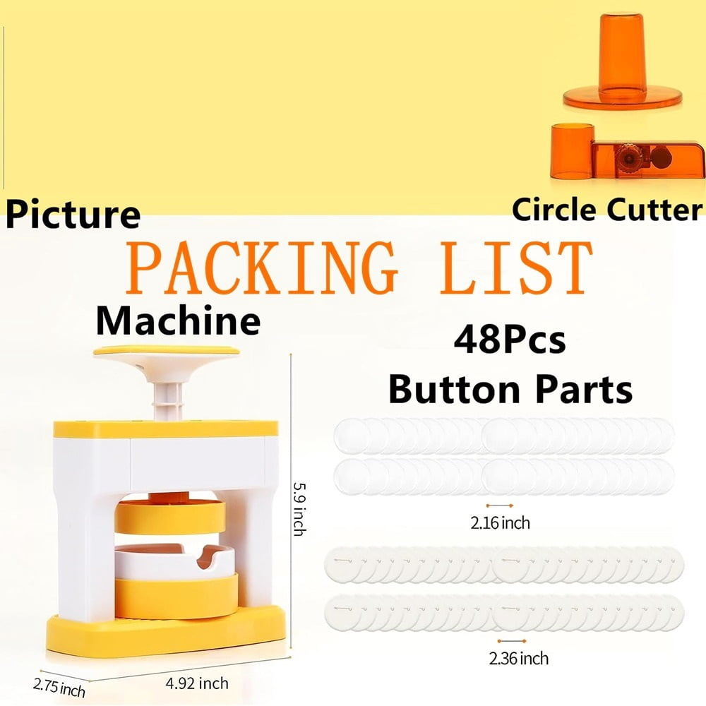 Kid Badge Button Maker Machine with 48Pcs Button Parts+Picture DIY Pin Badges Maker Machine Set ,Beginner-Friendly