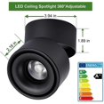 thumbnail image 4 of Downlight Set of Surface Mounted Ceiling Lighting LED Ceiling Spotlight 360 Cylindrical Adjustable for Indoor 7W, 4 of 5
