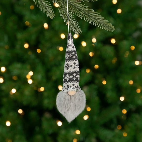 Northlight 6.25-Inch Gray and White Gnome Head with Hat Hanging Christmas Ornament